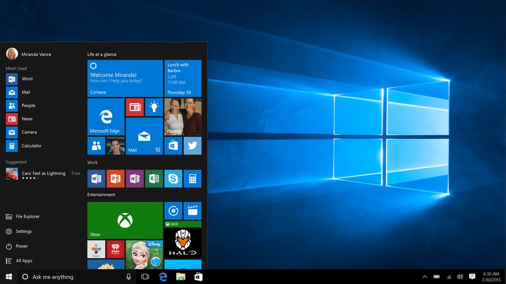 Windows 10 (العام 2015) - أعادت مايكروسوفت قائمة "ابدأ" .. تم إضافة العديد من المزاي والبرامج، مثل المساعد الشخصي كورتانا، ومتصفح إيدج الجديد .. مايكروسوفت عملت أيضاً على توحيد تجربة ويندوز، حيث أصبح نظام واحد يعمل على المنصات المختلفة.